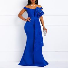 Blue Sexy Off Shoulder Evening Dress Long Luxury Mermaid…